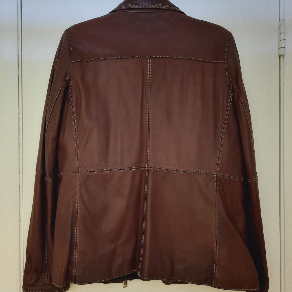Marc New York brown soft leather removable lined insulated jacket size XL. - Picture 12 of 16